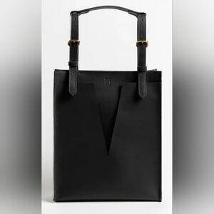 SHUFLIA Crust Black Genuine Leather Bag CAPITAL